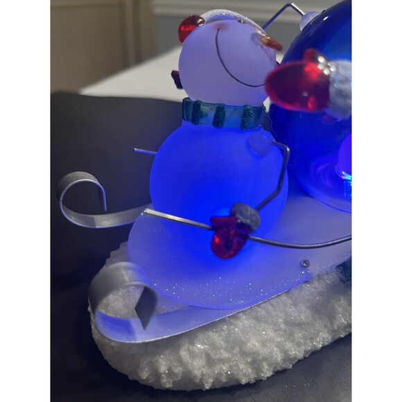 Acrylic Light Up Color Changing Snowman Sledding Christmas JCP JC Penney Tested - Picture 14 of 16